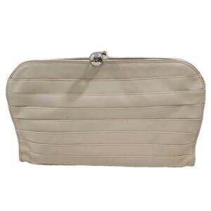 Foley's Ivory Leather Clutch Bag Made in Italy VTG.